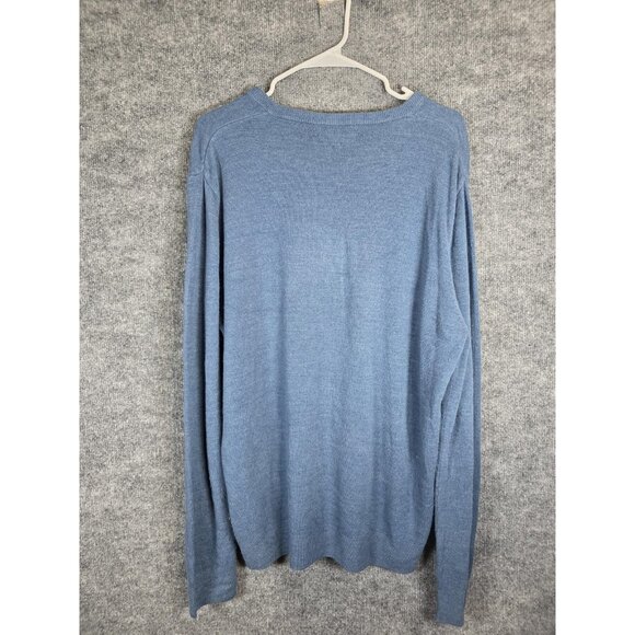 M&S Sweater Mens Large Blue Cashmilon V Neck Pullover Long Sleeve Stains Pilling - Picture 7 of 8